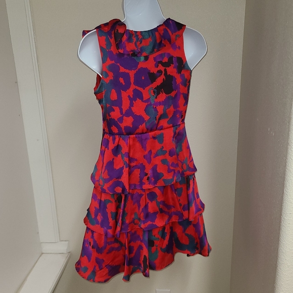 Red Print Ruffle Dress - Picture 4 of 5